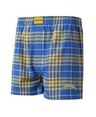 Men's Powder Blue, Gold Los Angeles Chargers Concord Flannel Boxers by CONCEPTS SPORT