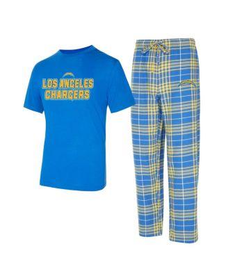 Men's Powder Blue/Gold Los Angeles Chargers Vector T-Shirt Flannel Pants Sleep Set by CONCEPTS SPORT