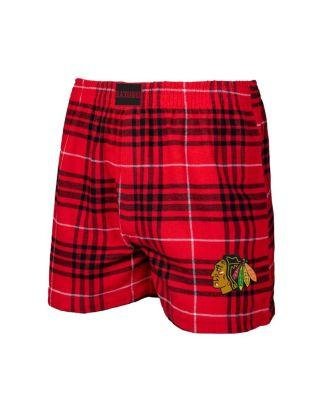Men's Red, Black Chicago Blackhawks Concord Flannel Boxers by CONCEPTS SPORT