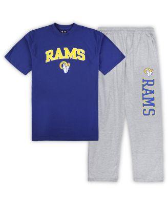 Men's Royal/Heather Gray Los Angeles Rams Big & Tall Top Pajama Pants Sleep Set by CONCEPTS SPORT