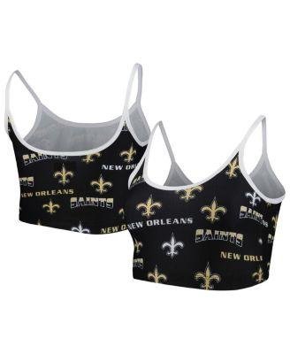 Women's Black New Orleans Saints Breakthrough Allover Knit Lounge Bralette by CONCEPTS SPORT
