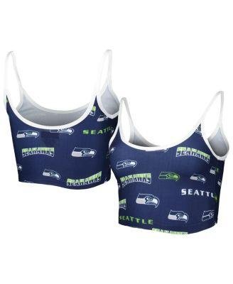 Women's College Navy Seattle Seahawks Breakthrough Allover Knit Lounge Bralette by CONCEPTS SPORT