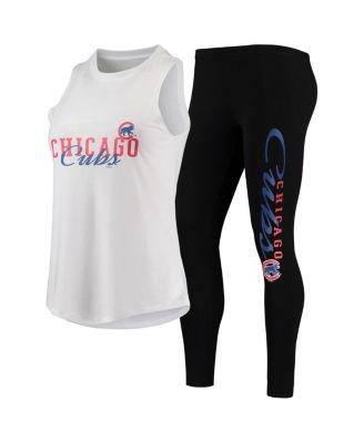Women's White, Black Chicago Cubs Sonata Tank Top and Leggings Set by CONCEPTS SPORT