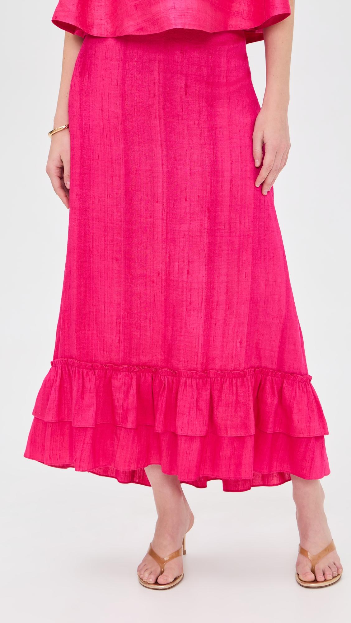 Cinch Back Silk Midi Skirt by CONIGLIO PALM BEACH