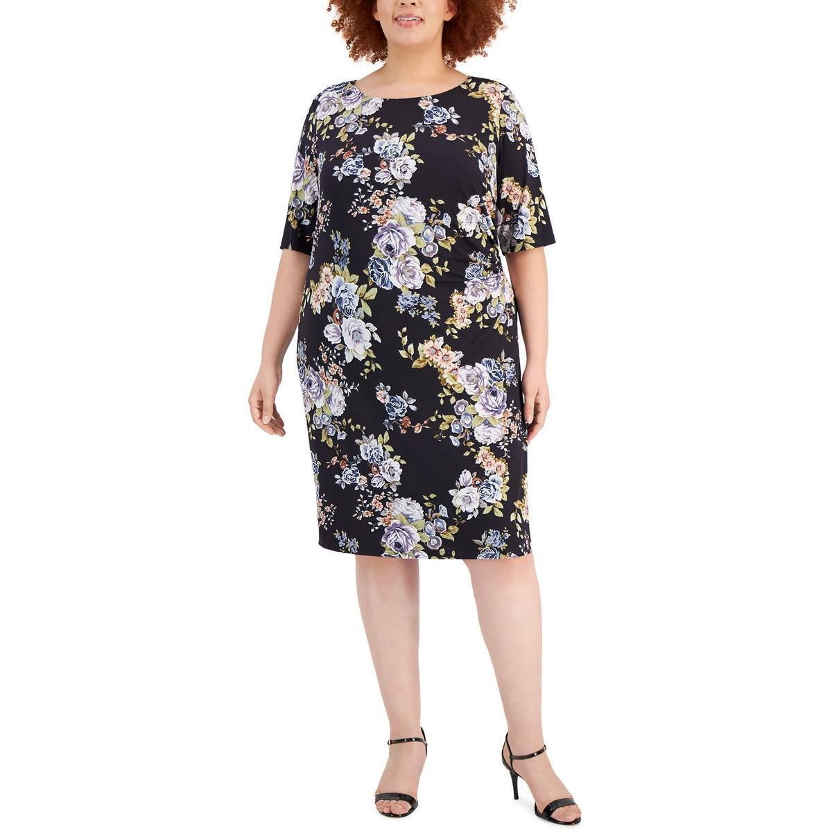 Connected Apparel Womens Plus Floral Calf Midi Dress by CONNECTED APPAREL