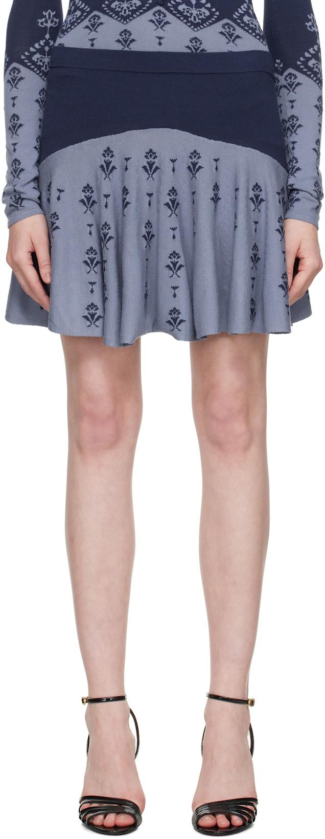 Blue Flared Miniskirt by CONNER IVES