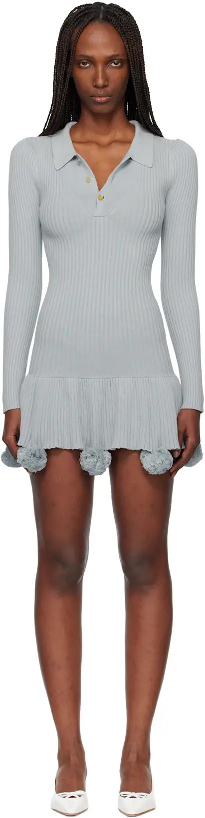 Blue Pom Pom Polo Minidress by CONNER IVES