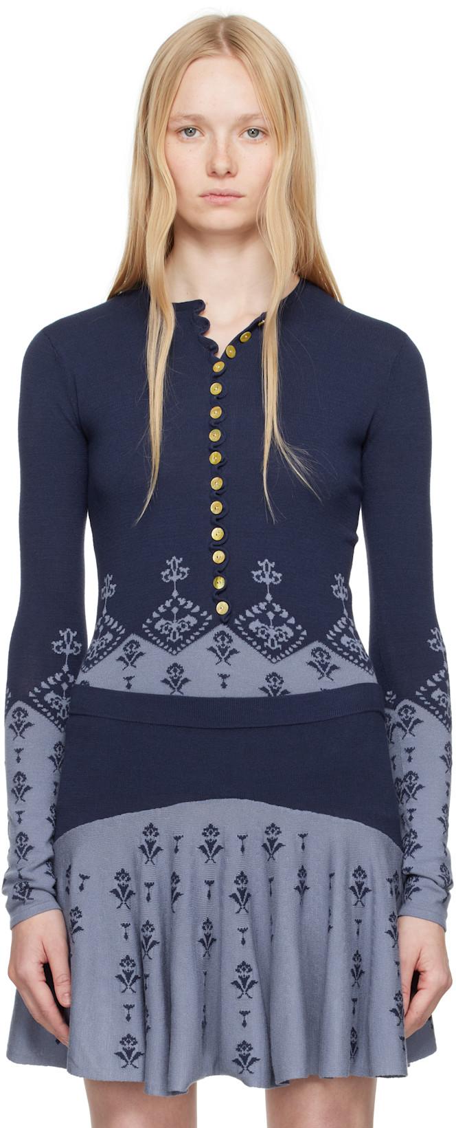 Blue Sock Long Sleeve Henley by CONNER IVES
