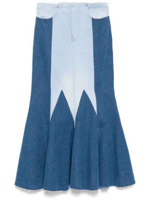 The Reconstituted Denim Godet Maxi skirt by CONNER IVES