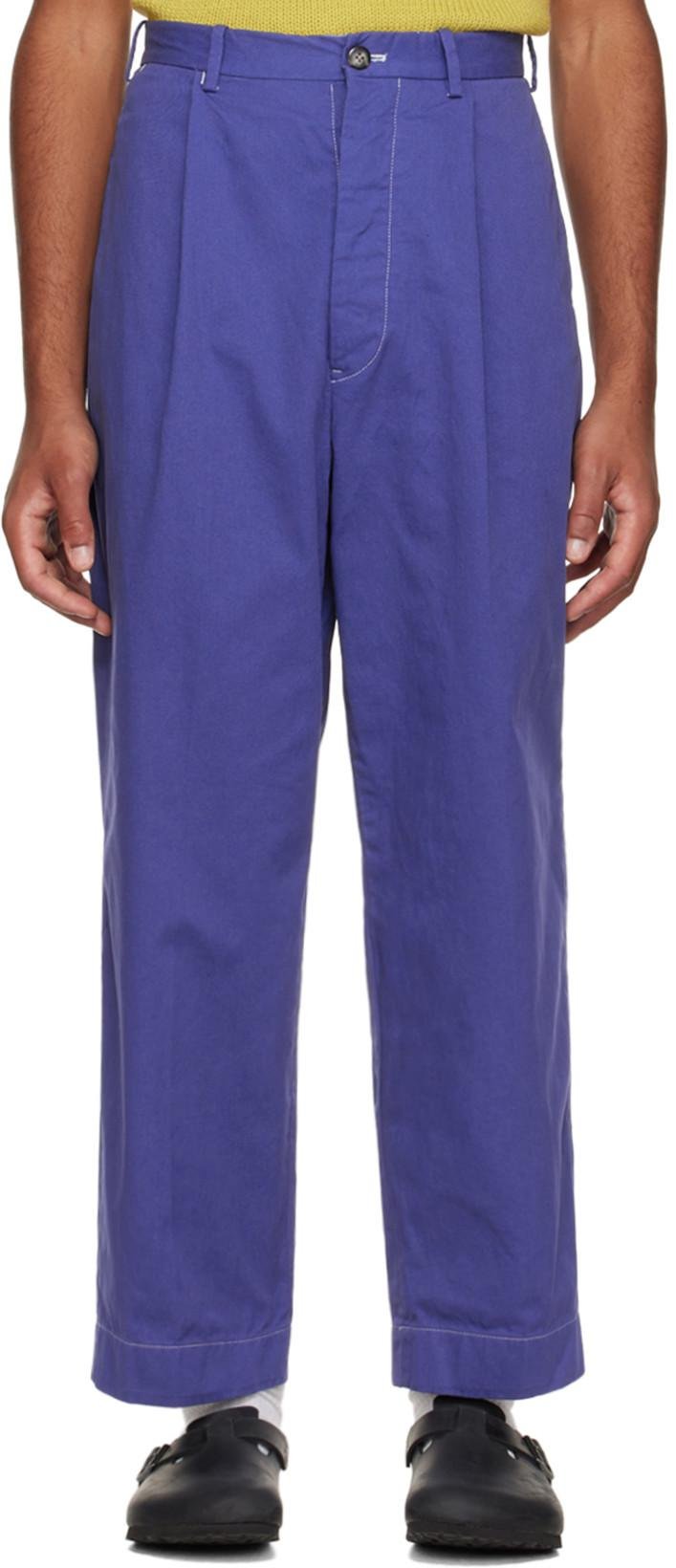 Blue Pleated Trousers by CONNOR MC KNIGHT