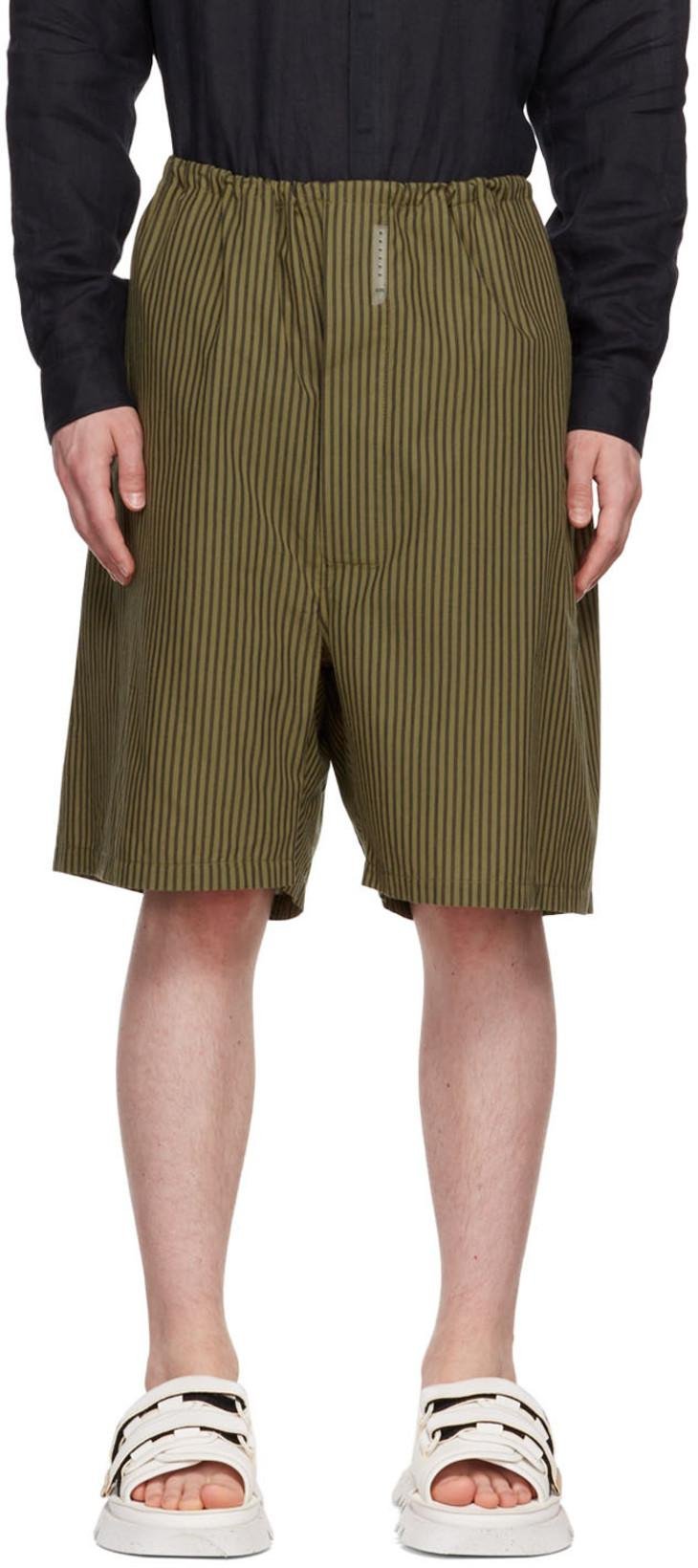 Khaki Striped Pyjama Shorts by CONNOR MC KNIGHT