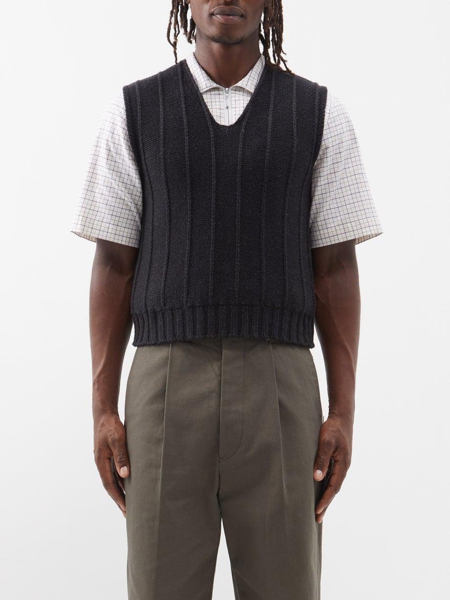 Cord-striped merino sweater vest by CONNOR MCKNIGHT