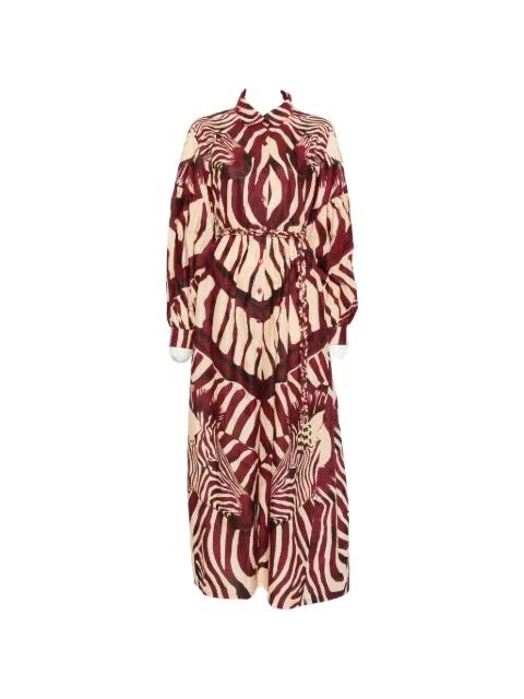 zebra-print braided-belt maxi dress by CONNOR&BLAKE