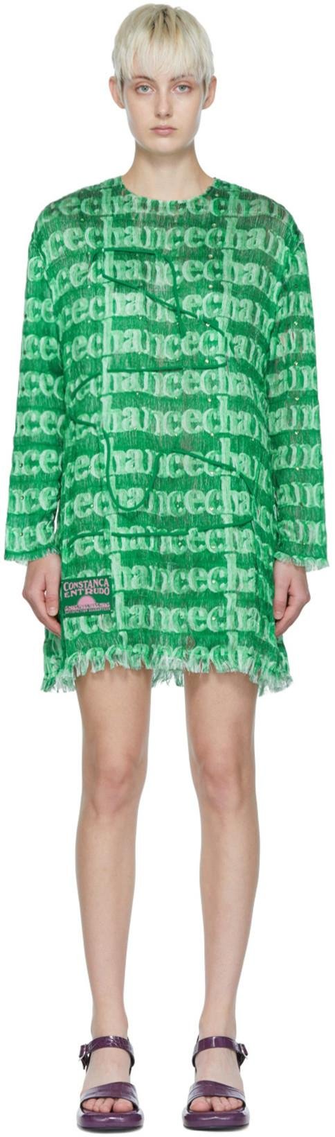 Green Beaded Cord Dress by CONSTANCA ENTRUDO