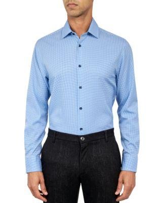 Men's Recycled Slim Fit Gingham Performance Stretch Cooling Comfort Dress Shirt by CONSTRUCT