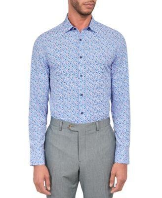 Men's Slim Fit Floral Performance Stretch Cooling Comfort Dress Shirt by CONSTRUCT
