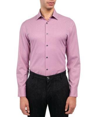 Men's Slim Fit Gingham Performance Stretch Cooling Comfort Dress Shirt by CONSTRUCT
