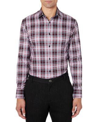 Men's Slim-Fit Plaid Performance Stretch Cooling Comfort Dress Shirt by CONSTRUCT