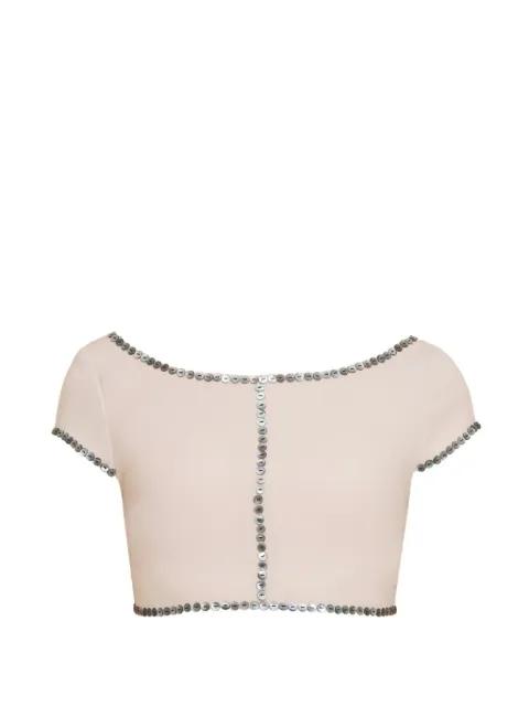 Coraline button-embellished cropped top by CONTESSA MILLS