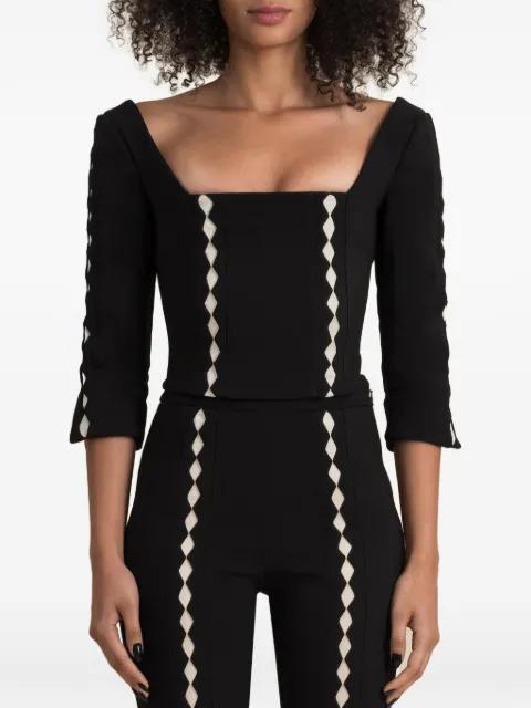 Leo diamond-patterned square-neck top by CONTESSA MILLS
