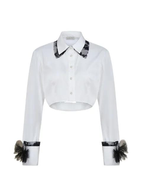 Raven lace-trimmed cropped shirt by CONTESSA MILLS