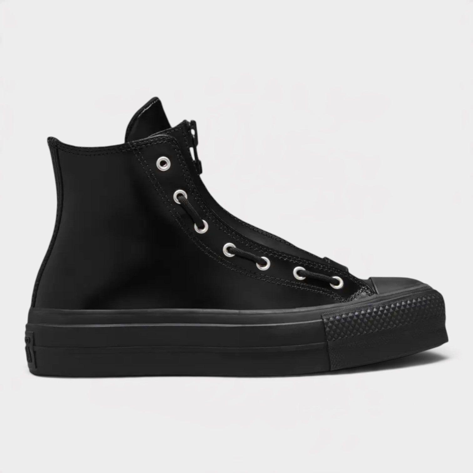 Chuck Taylor All Star Lift Platform Leather High Black by CONVERSE