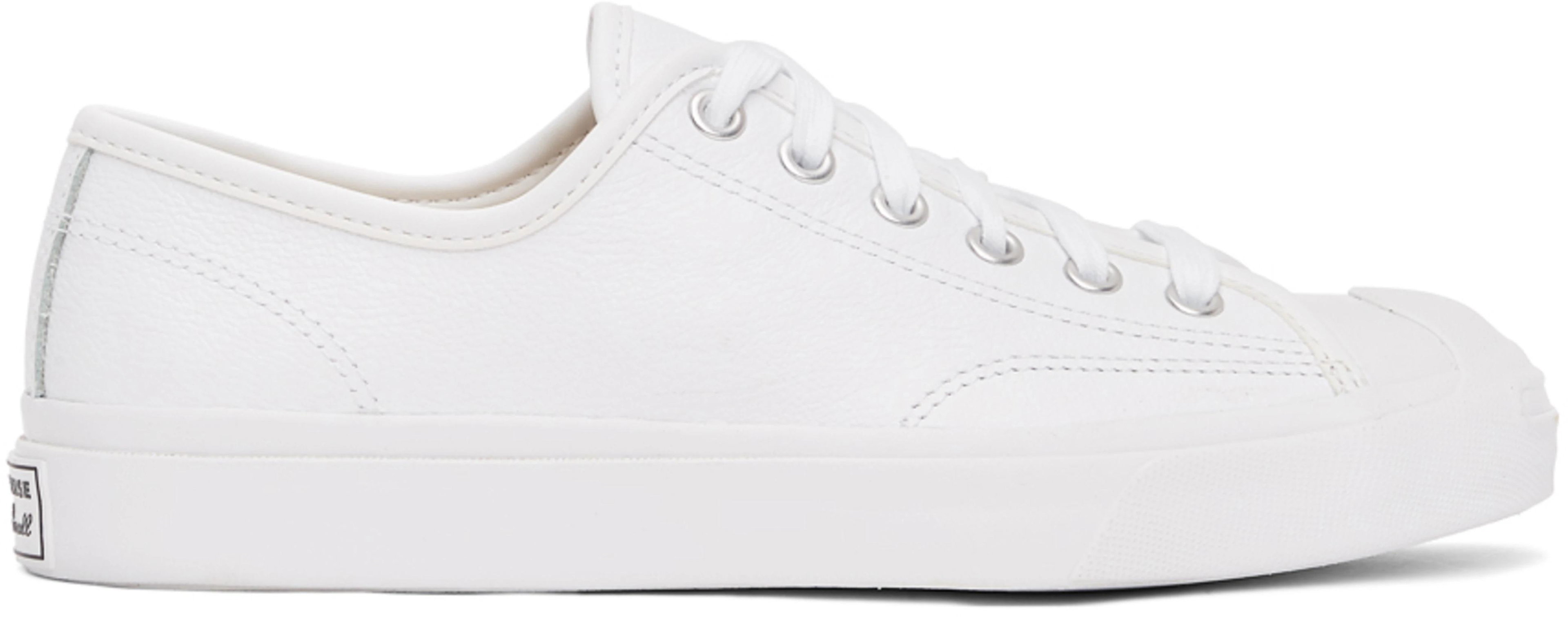 White Leather Jack Purcell Sneakers by CONVERSE