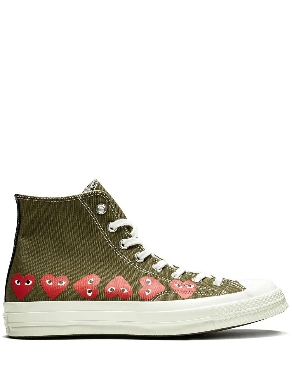 x Comme Des Garçons Play Chuck 70 Hi "Multi Hearts Green" sneakers by CONVERSE