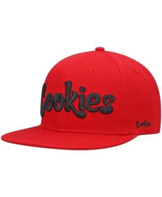 Men's Red Original Mint Solid Logo Snapback Hat by COOKIES