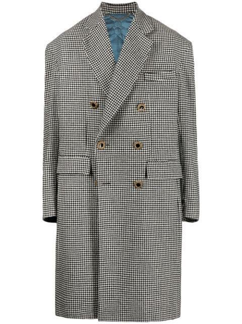 Grandpa houndstooth-print wool coat by COOL T.M