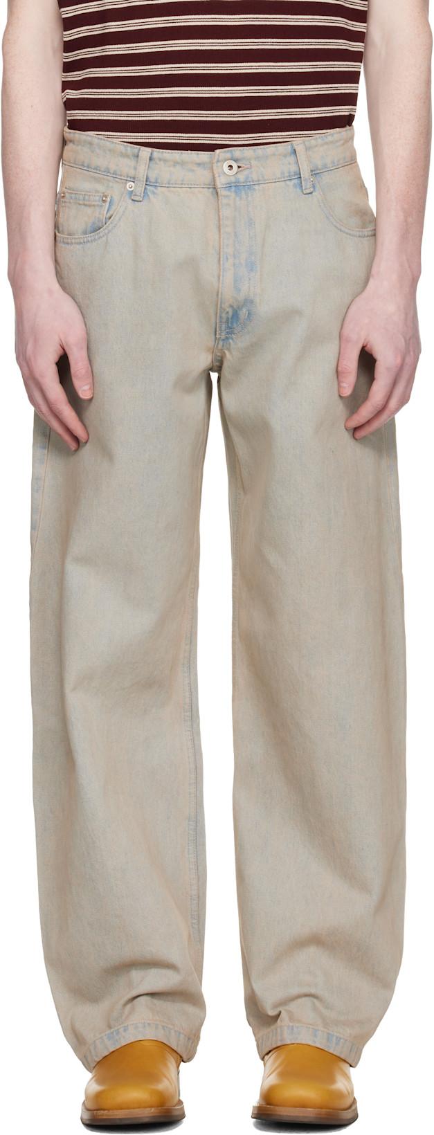 Beige Back Side Tinted Jeans by COOR