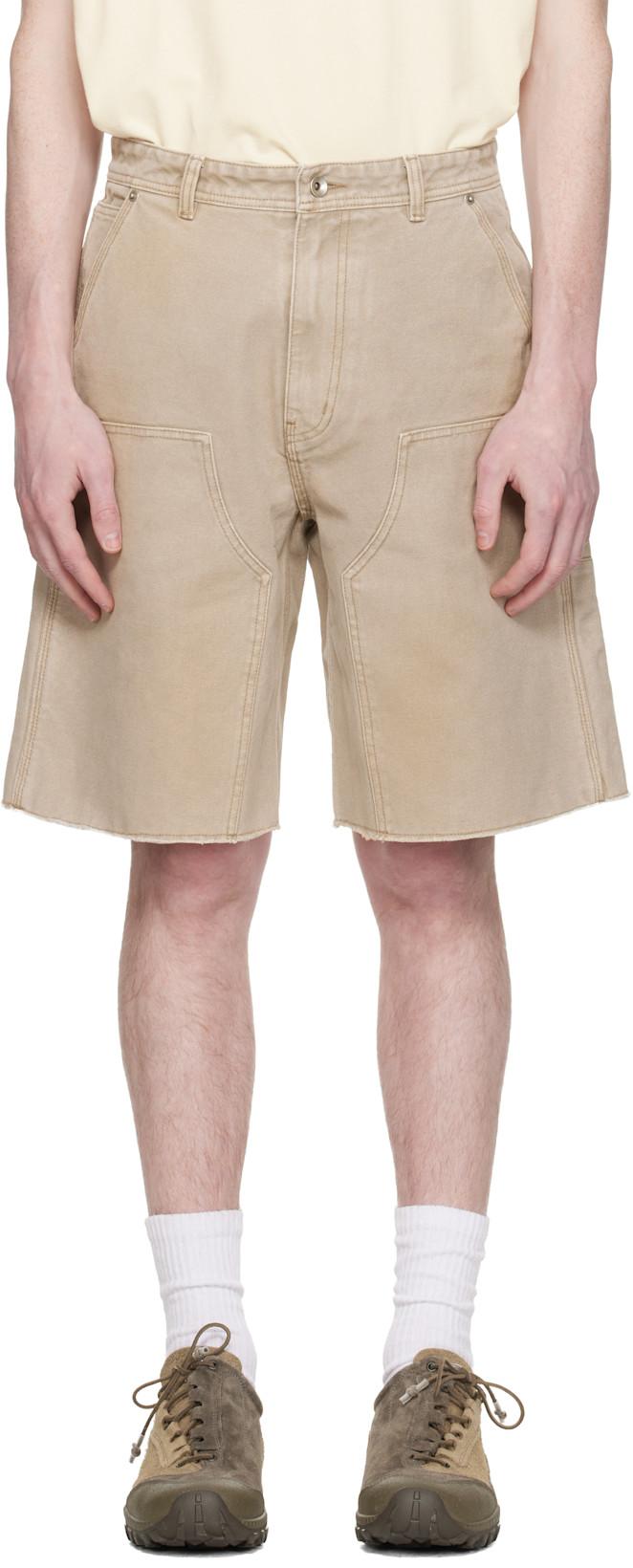 Beige Over Dyed Bermuda Double Knee Shorts by COOR