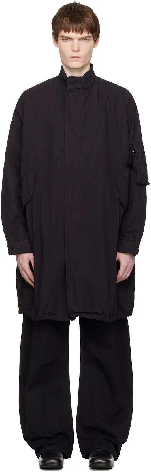 Black Garment Dyed Fishtail Parka Coat by COOR