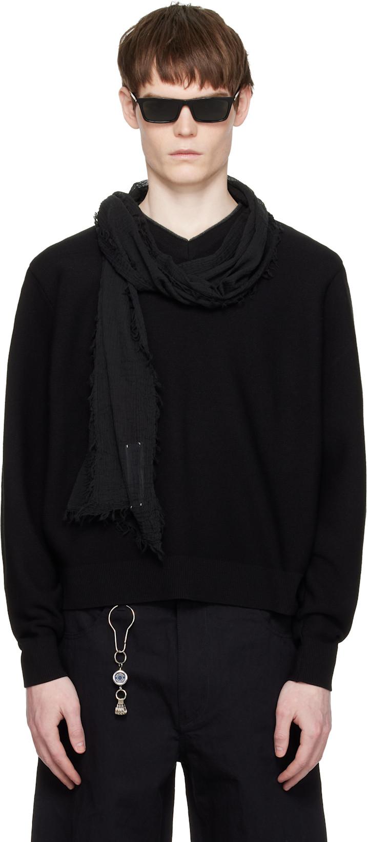 Black V-Neck Merino Wool Layered Sweater by COOR