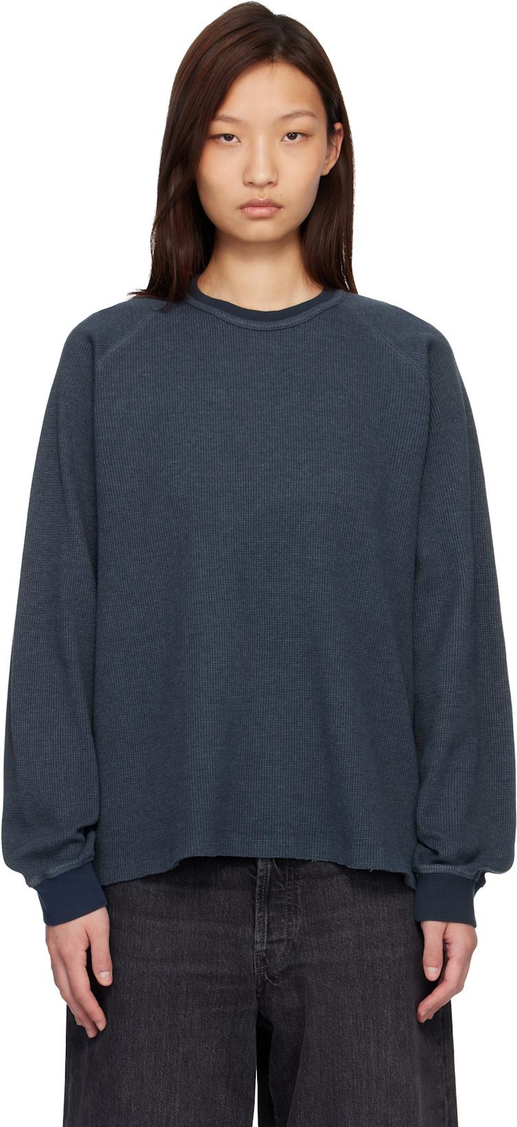 Blue Waffle Raglan Long Sleeve T-shirt by COOR