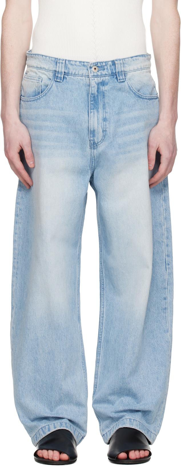 Blue Washed Baggy Fit Jeans by COOR