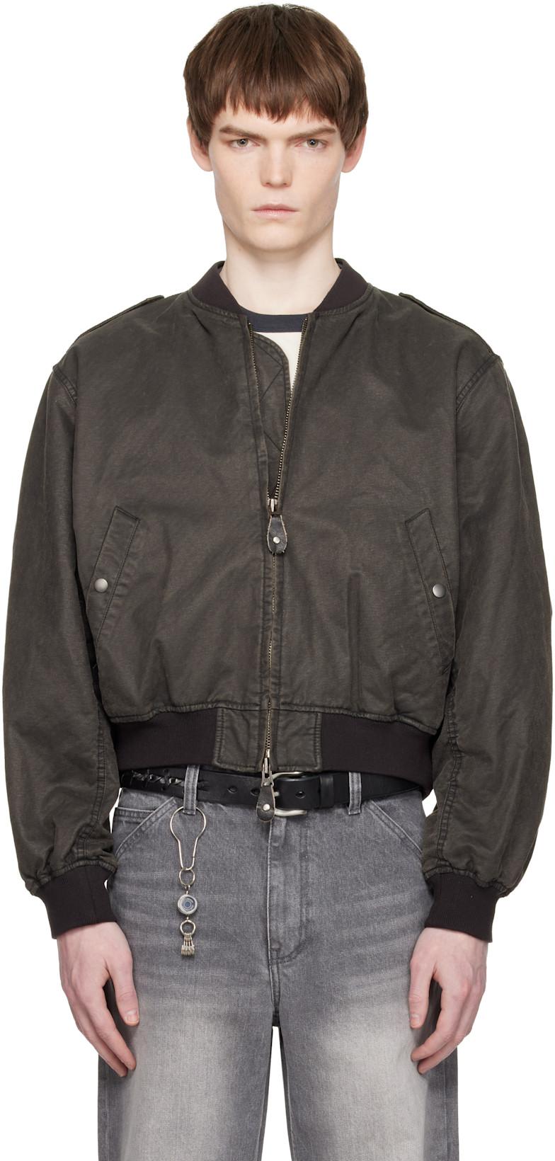 Brown Stone Washed L2B Bomber Jacket by COOR