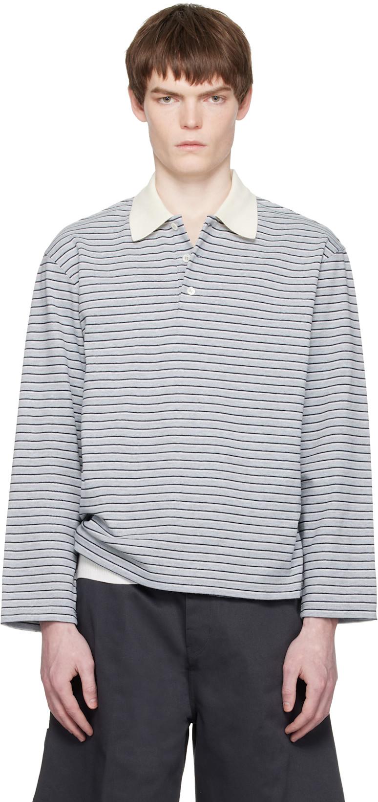 Gray Multi-Stripe Pique Polo by COOR