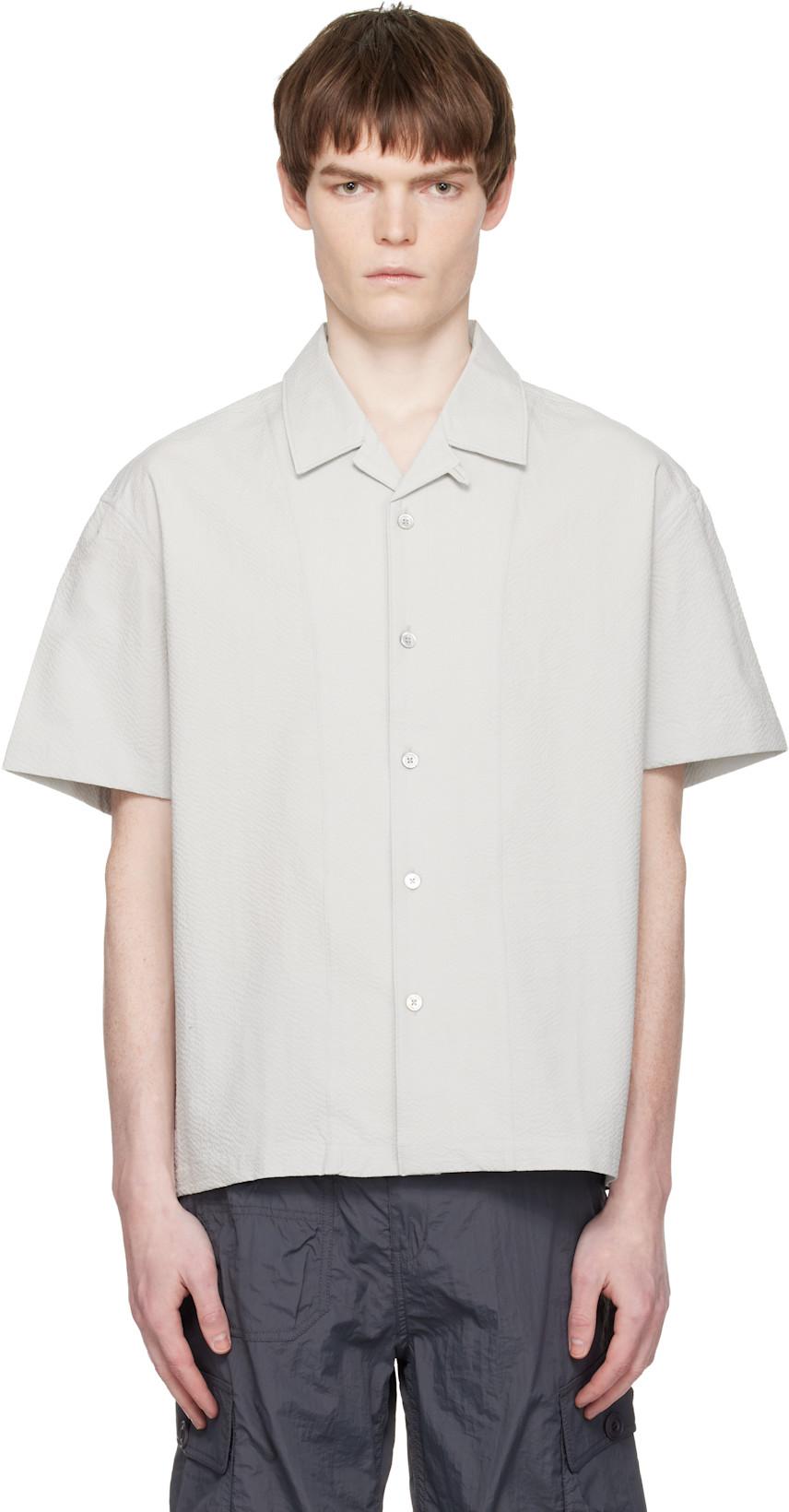 Gray Panel Line Camp Collar Half Shirt by COOR