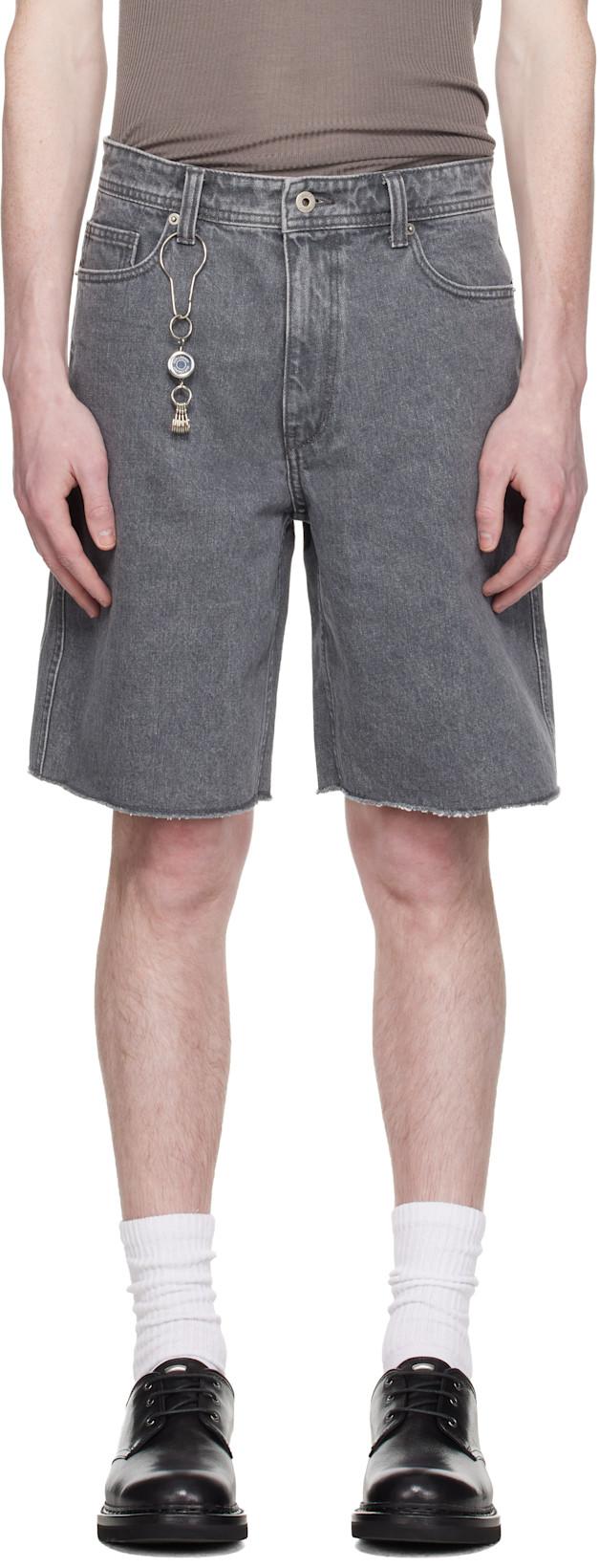 Gray Washed Cutoff Denim Shorts by COOR