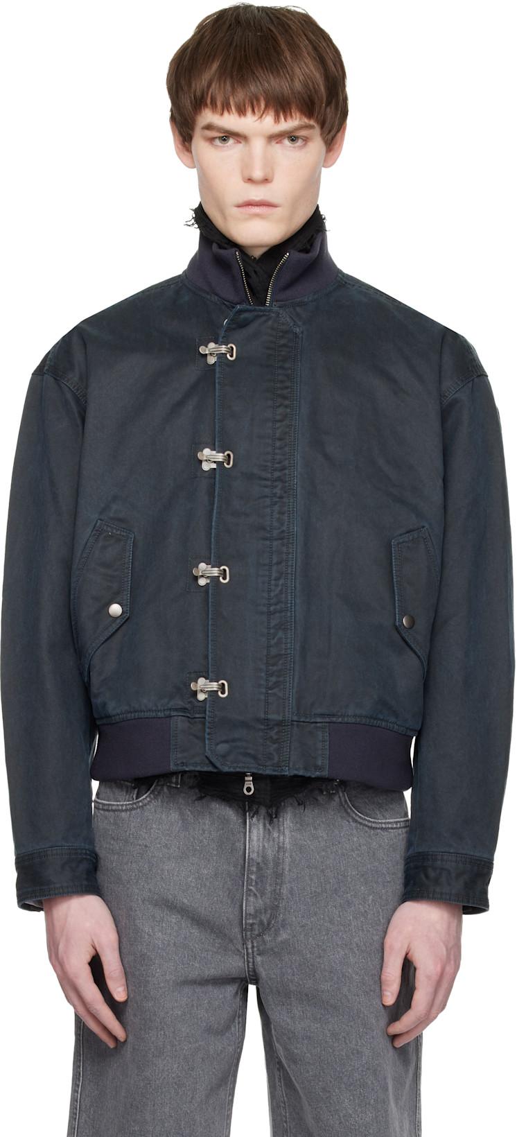 Navy Washed Deck Hook Lip Bomber Jacket by COOR