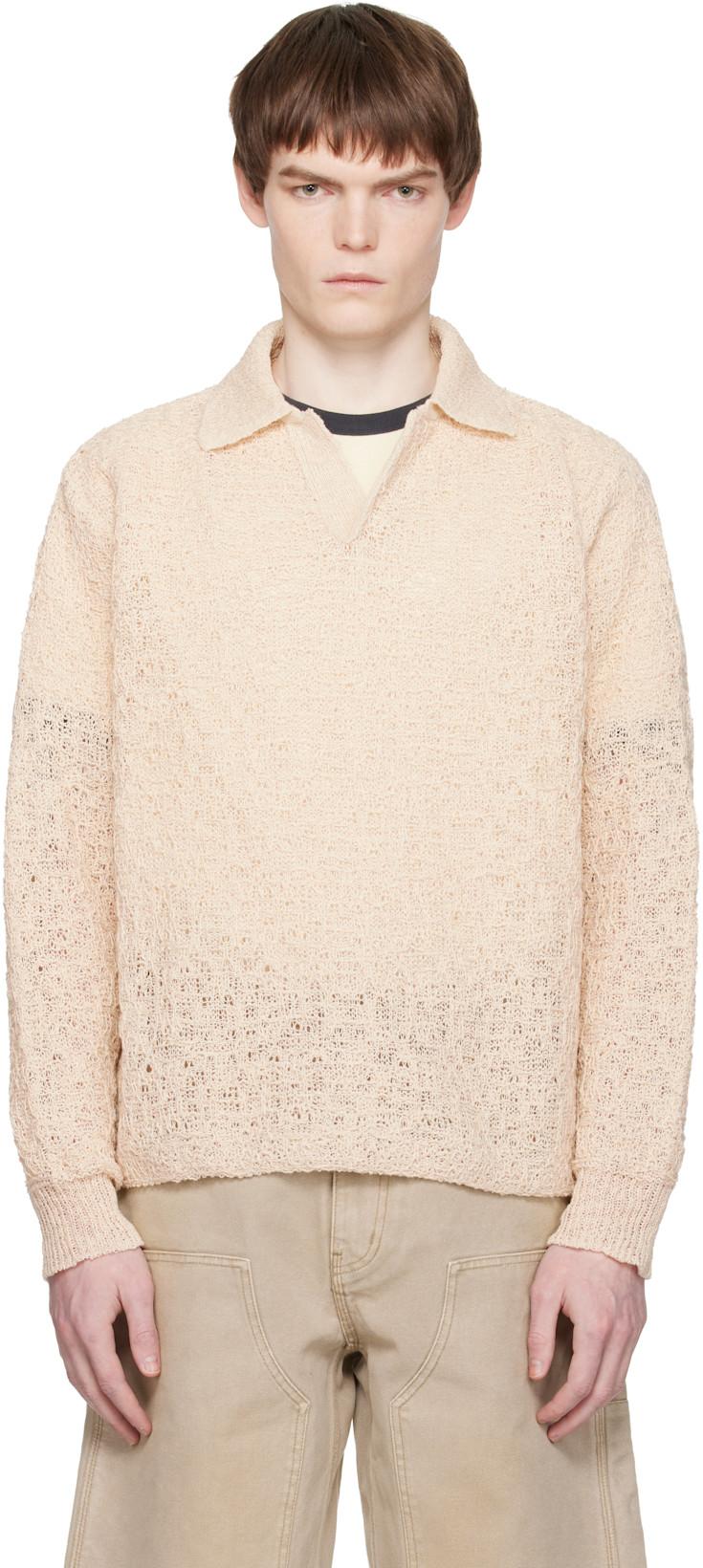 Off-White Crochet Collar Knit Polo by COOR