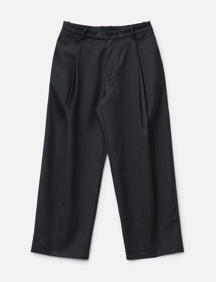 Stripe Wool Blend Pleated Trousers by COOR