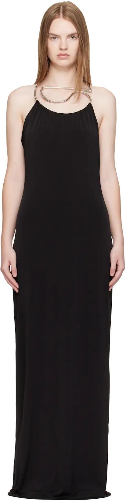 Black Logo Necklace Maxi Dress by COPERNI