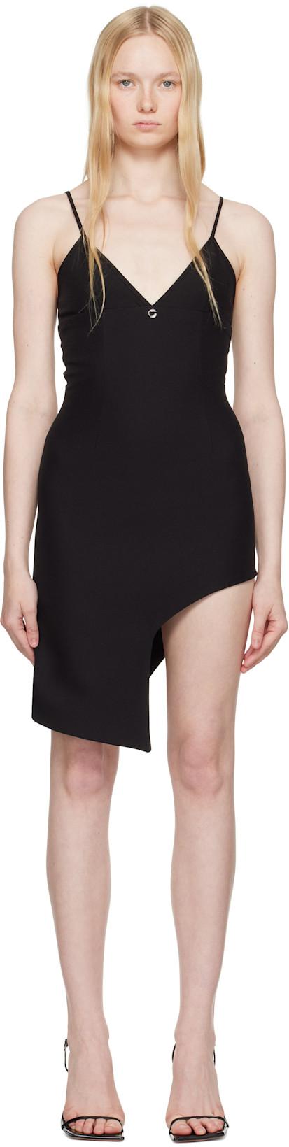 Black Tailored Asymmetric Minidress by COPERNI