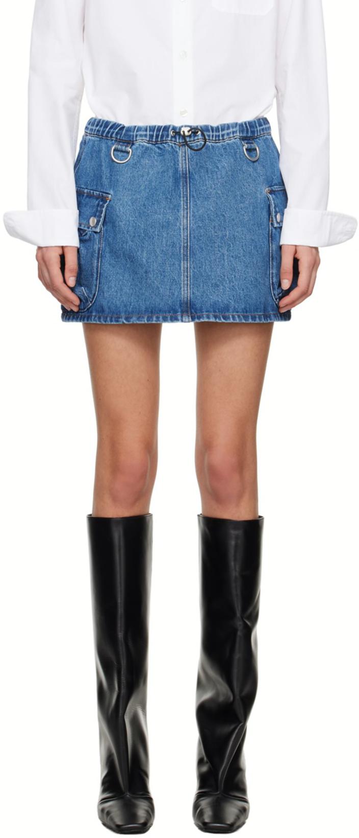 Blue Faded Denim Miniskirt by COPERNI