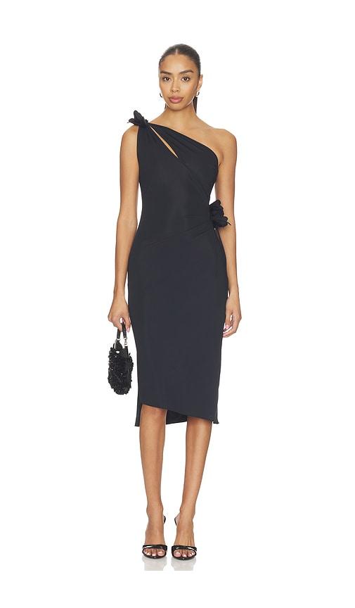 Coperni Asymmetric Mini Flower Gown in Black by COPERNI