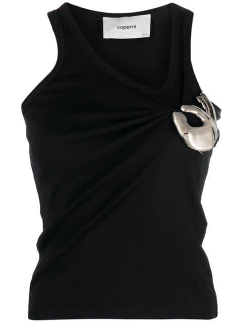 Emoji metal-embellished cotton tank top by COPERNI