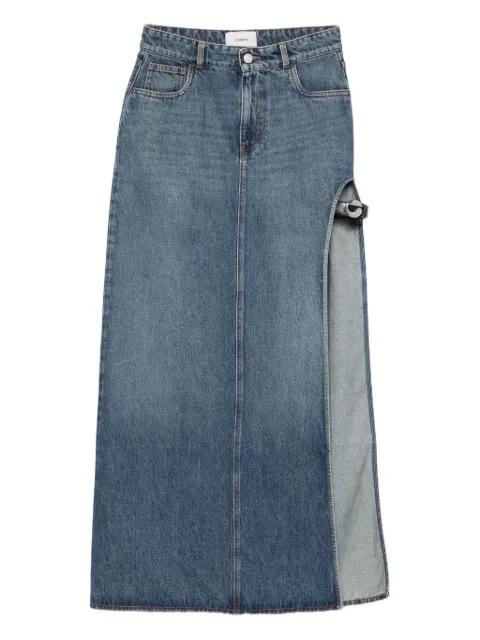 Garder belt-detail side-split denim skirt by COPERNI