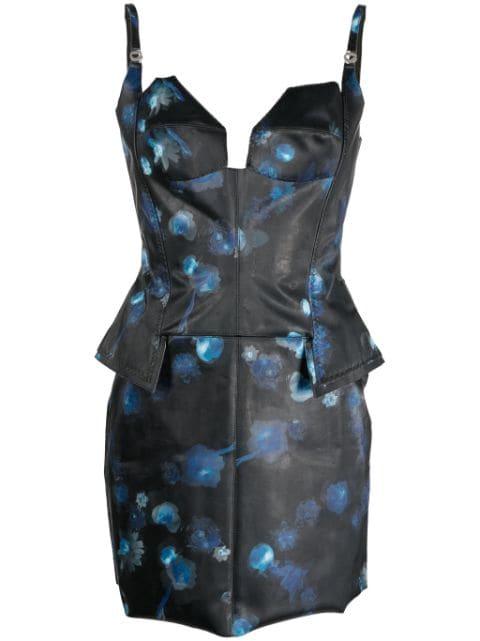 Holographic floral-print minidress by COPERNI